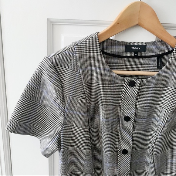 Theory S Easy Snap Windowpane Portland Shift Dress - Picture 8 of 9